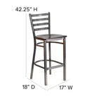 Tabouret de bar à dossier échelle en métal, laqué transparent, pour restaurant
