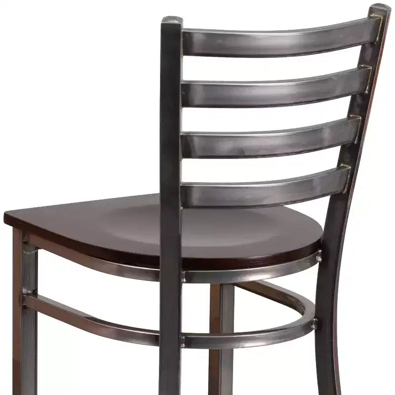 Emma and Oliver Clear Coated Ladder Back Metal Restaurant Dining Barstool