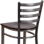 Tabouret de bar à dossier échelle en métal, laqué transparent, pour restaurant