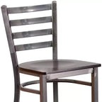 Tabouret de bar à dossier échelle en métal, laqué transparent, pour restaurant