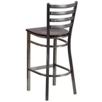 Tabouret de bar à dossier échelle en métal, laqué transparent, pour restaurant