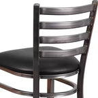 Tabouret de bar à dossier échelle en métal, laqué transparent, pour restaurant