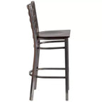Tabouret de bar à dossier échelle en métal, laqué transparent, pour restaurant