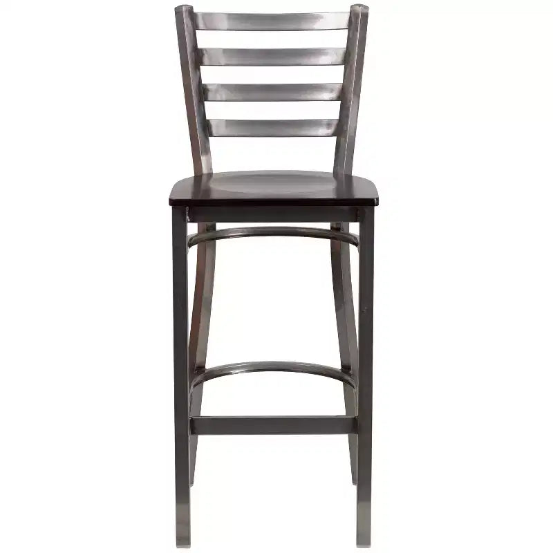 Emma and Oliver Clear Coated Ladder Back Metal Restaurant Dining Barstool