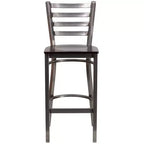 Tabouret de bar à dossier échelle en métal, laqué transparent, pour restaurant
