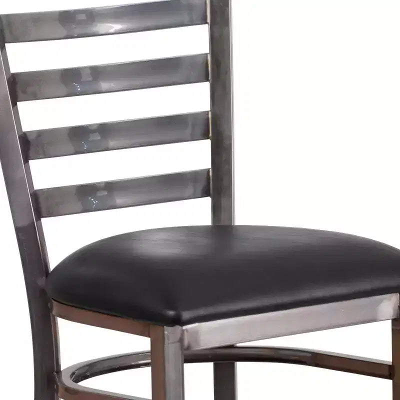 Emma and Oliver Clear Coated Ladder Back Metal Restaurant Dining Barstool