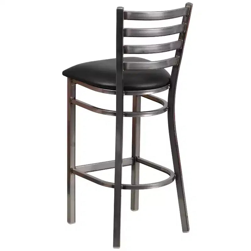 Emma and Oliver Clear Coated Ladder Back Metal Restaurant Dining Barstool