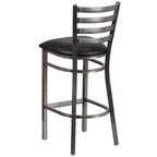 Tabouret de bar à dossier échelle en métal, laqué transparent, pour restaurant