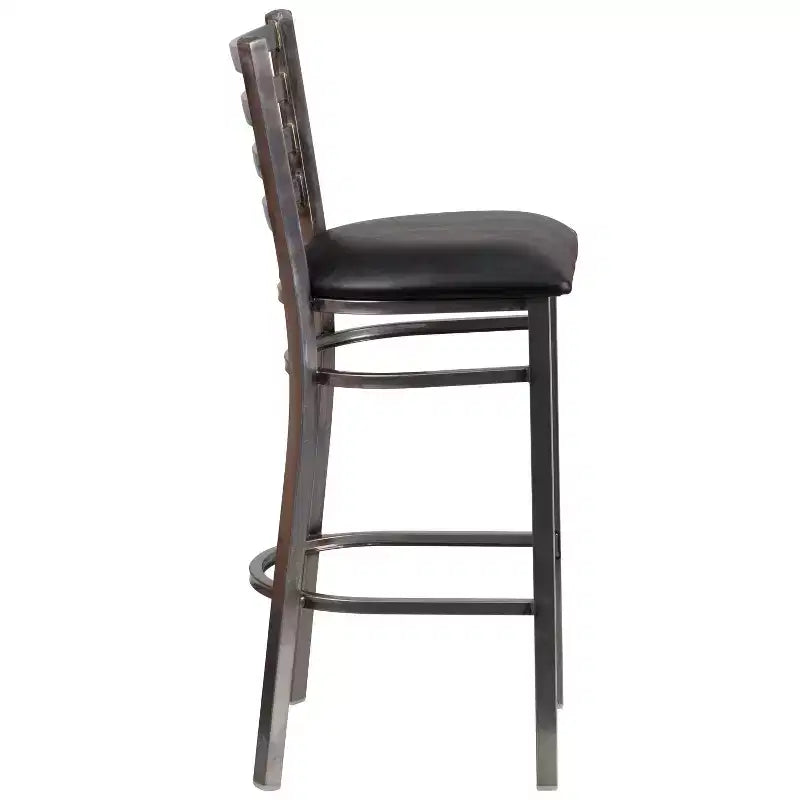 Emma and Oliver Clear Coated Ladder Back Metal Restaurant Dining Barstool
