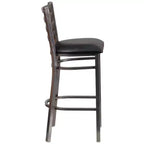 Tabouret de bar à dossier échelle en métal, laqué transparent, pour restaurant