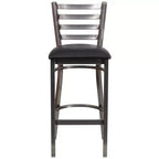 Tabouret de bar à dossier échelle en métal, laqué transparent, pour restaurant