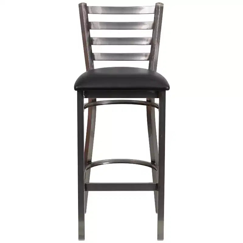 Emma and Oliver Clear Coated Ladder Back Metal Restaurant Dining Barstool