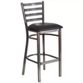 Emma and Oliver Clear Coated Ladder Back Metal Restaurant Dining Barstool