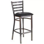 Tabouret de bar à dossier échelle en métal, laqué transparent, pour restaurant