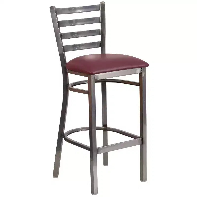 Emma and Oliver Clear Coated Ladder Back Metal Restaurant Dining Barstool