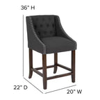 Tabouret de comptoir tufté en noyer 24H
