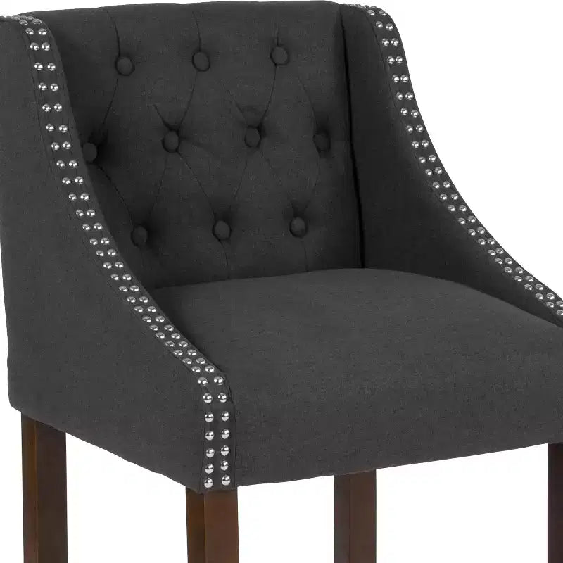Emma and Oliver 24H Transitional Tufted Walnut Counter Stool