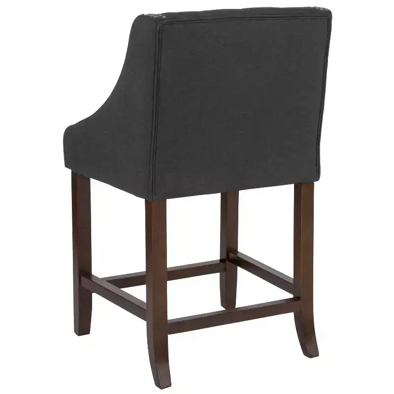 Emma and Oliver 24H Transitional Tufted Walnut Counter Stool