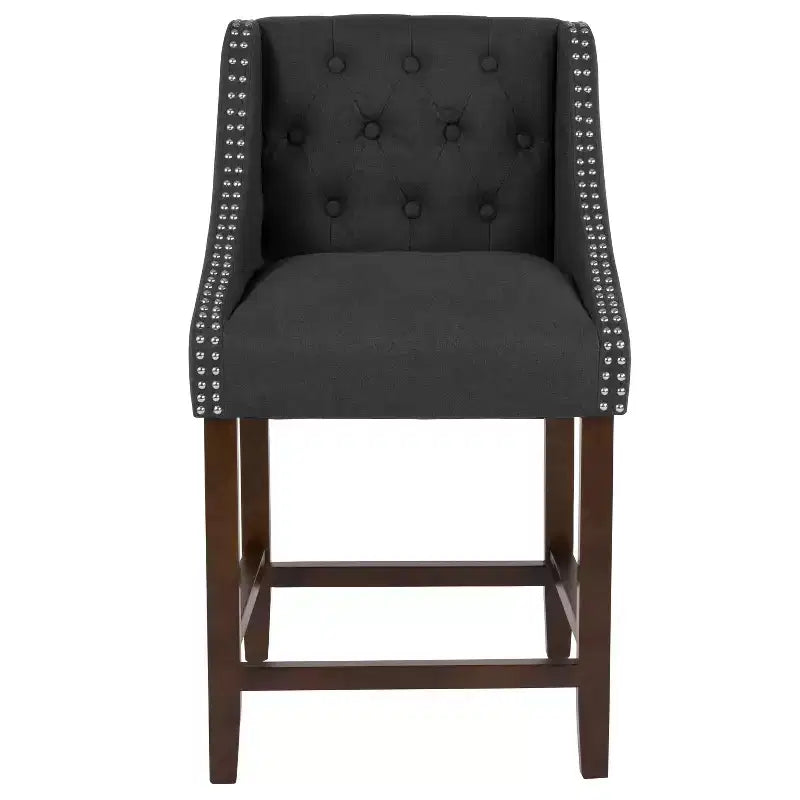 Emma and Oliver 24H Transitional Tufted Walnut Counter Stool