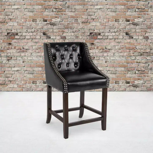 24H Transitional Tufted Walnut Counter Stool