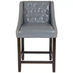 Tabouret de comptoir tufté en noyer 24H