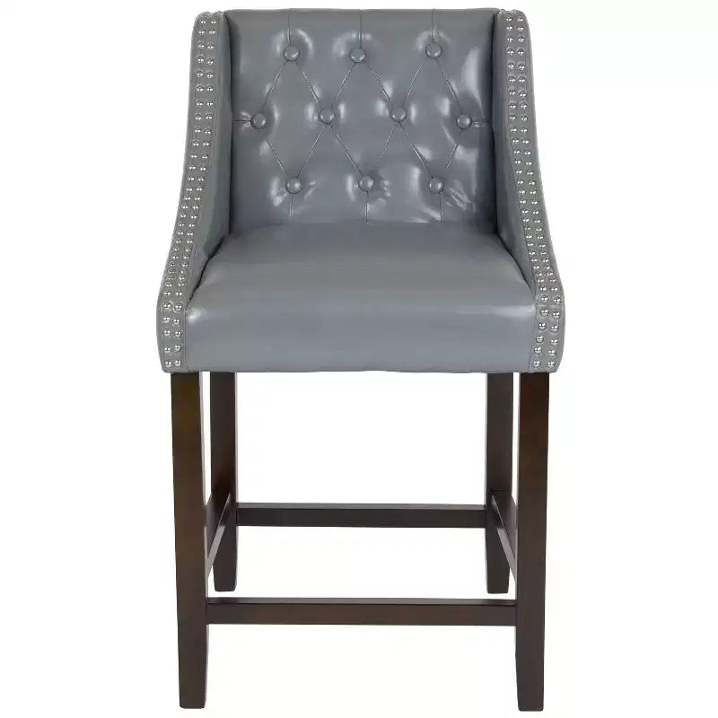 Emma and Oliver 24H Transitional Tufted Walnut Counter Stool