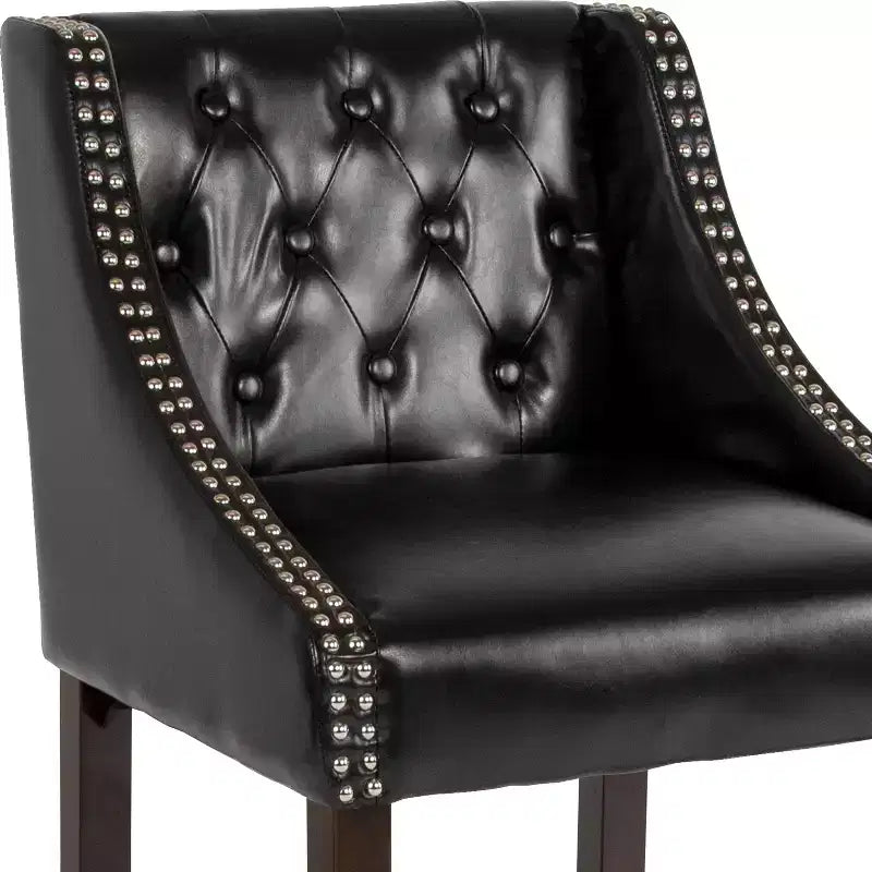 Emma and Oliver 24H Transitional Tufted Walnut Counter Stool