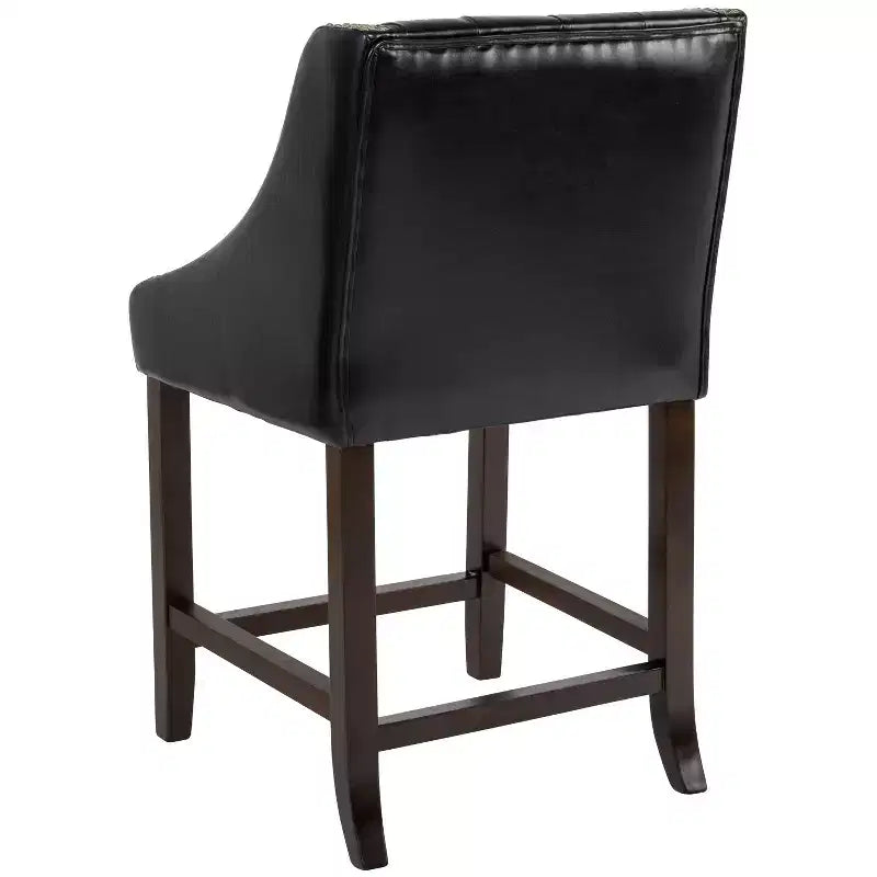 Emma and Oliver 24H Transitional Tufted Walnut Counter Stool
