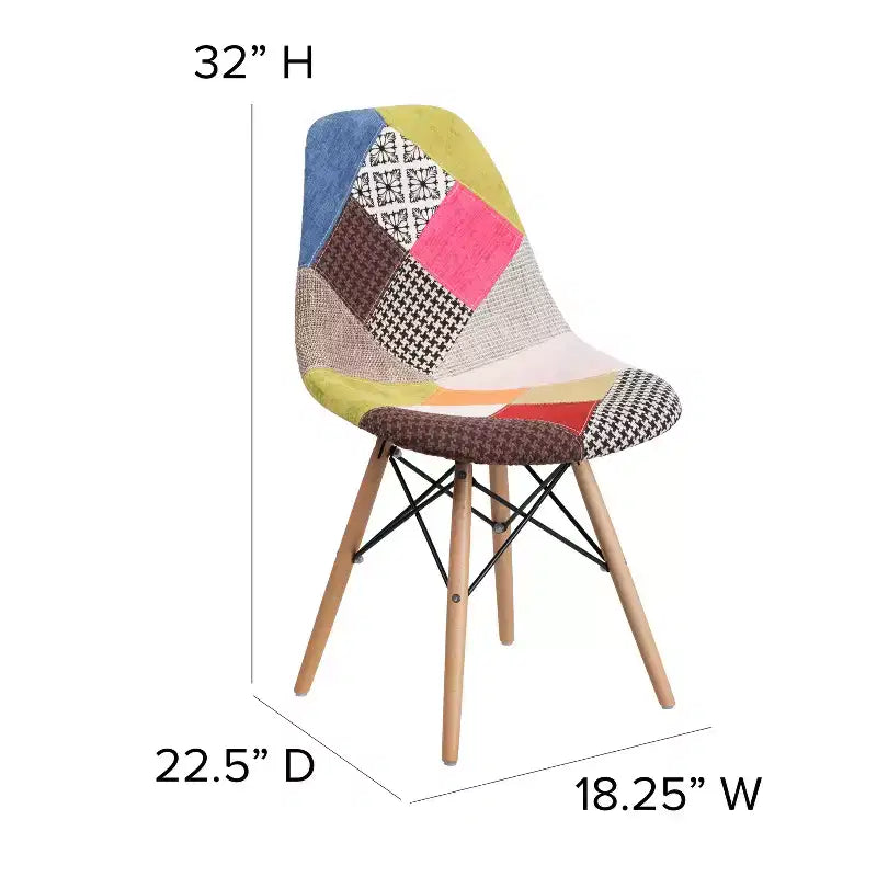Emma and Oliver Fabric Accent Dining Chair with Wooden Legs
