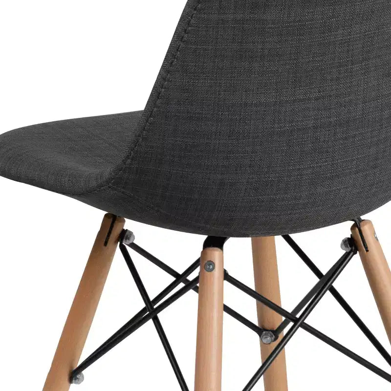 Emma and Oliver Fabric Accent Dining Chair with Wooden Legs