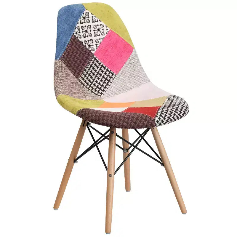 Emma and Oliver Fabric Accent Dining Chair with Wooden Legs