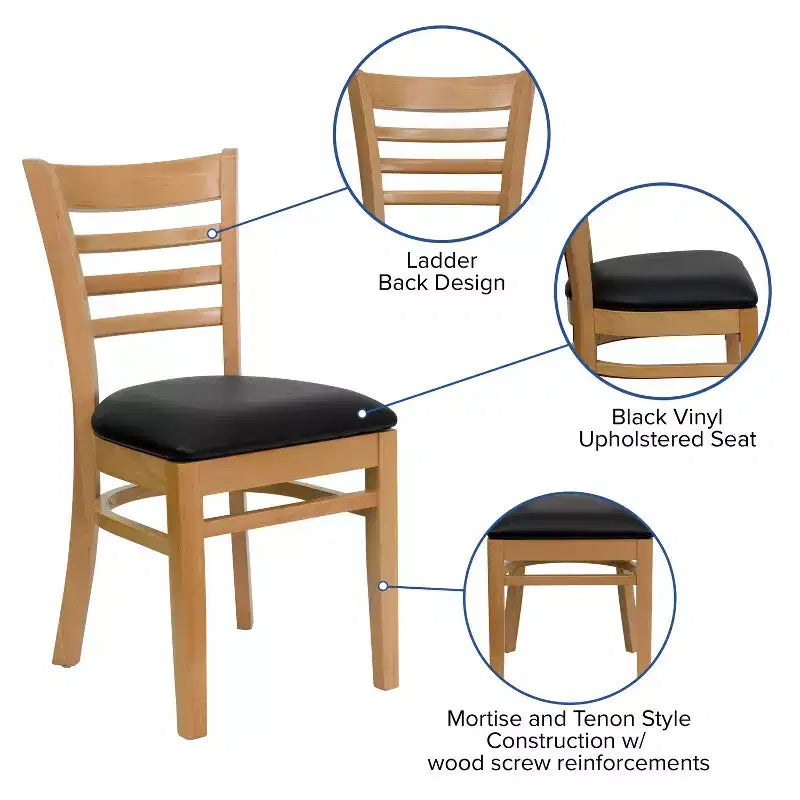 Emma and Oliver Ladder Back Wooden Restaurant Dining Chair