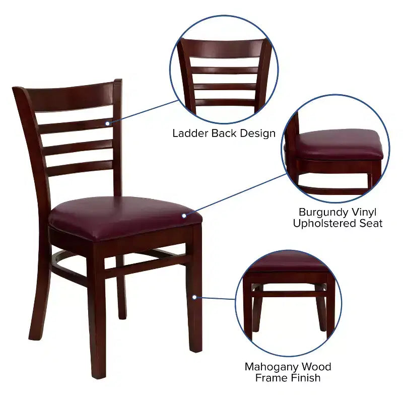 Emma and Oliver Ladder Back Wooden Restaurant Dining Chair