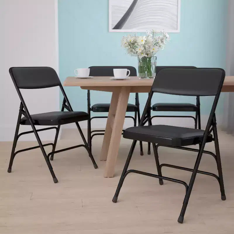 Emma and Oliver 4 Pack Home & Office Portable Party Events Padded Metal Folding Chair