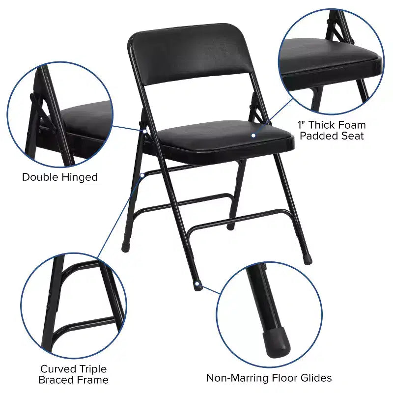 Emma and Oliver 4 Pack Home & Office Portable Party Events Padded Metal Folding Chair