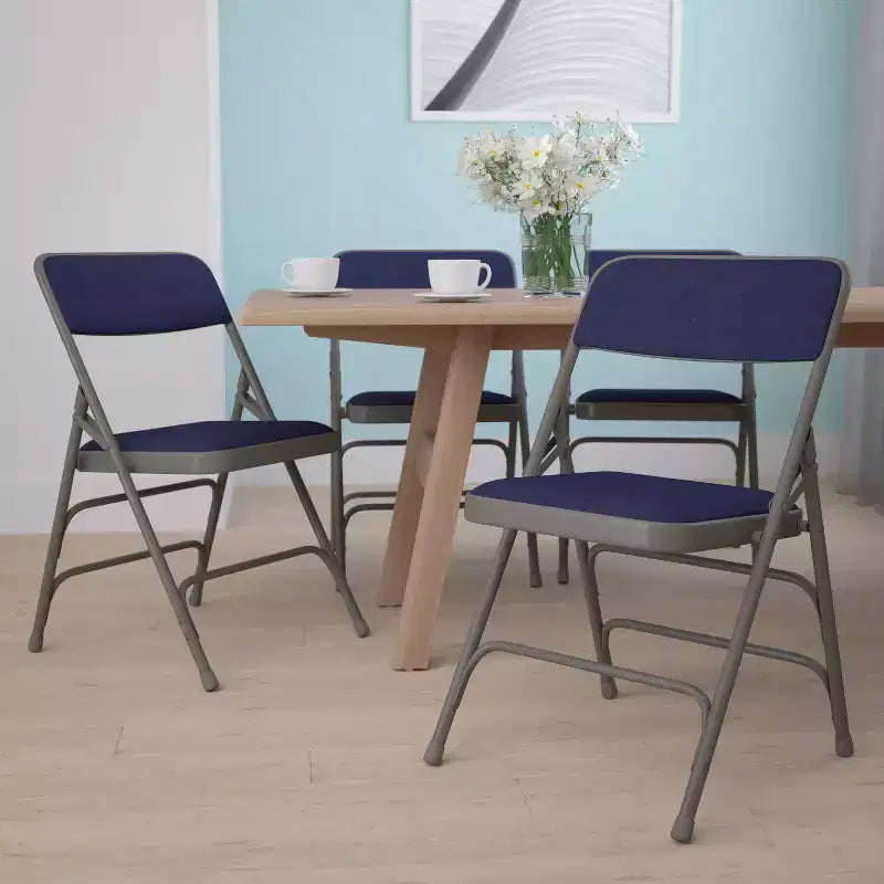 Emma and Oliver 4 Pack Home & Office Portable Party Events Padded Metal Folding Chair