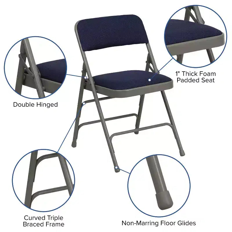 Emma and Oliver 4 Pack Home & Office Portable Party Events Padded Metal Folding Chair