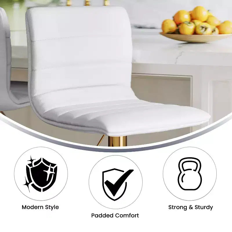 Flash Furniture Modern Vinyl Adjustable Height Barstool with Horizontal Stitch Back, Set of 2