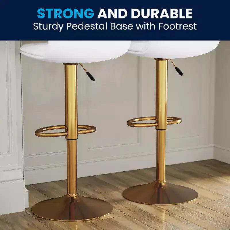 Flash Furniture Modern Vinyl Adjustable Height Barstool with Horizontal Stitch Back, Set of 2
