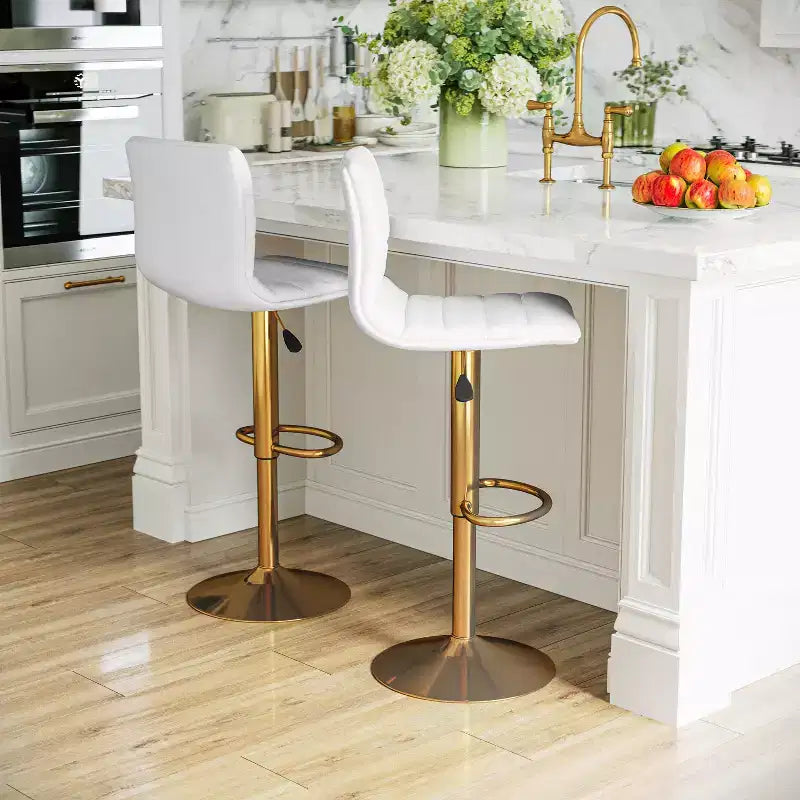 Flash Furniture Modern Vinyl Adjustable Height Barstool with Horizontal Stitch Back, Set of 2