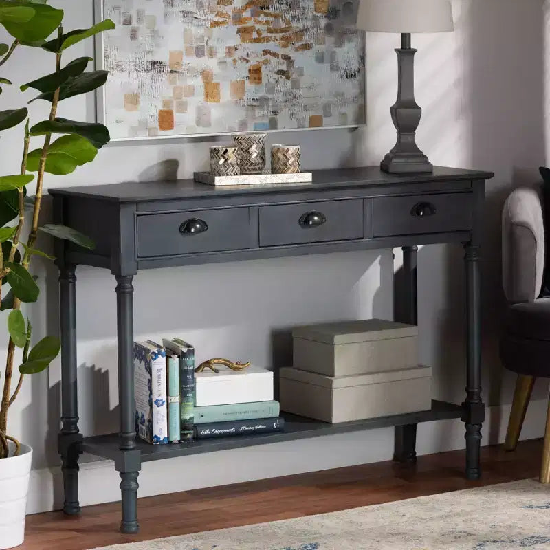 Garvey Wood 3 Drawer Entryway Console Table - Baxton Studio