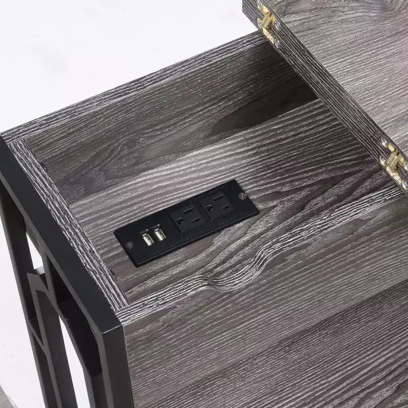 Omega Flip Top End Table with Charging Station - Breighton Home