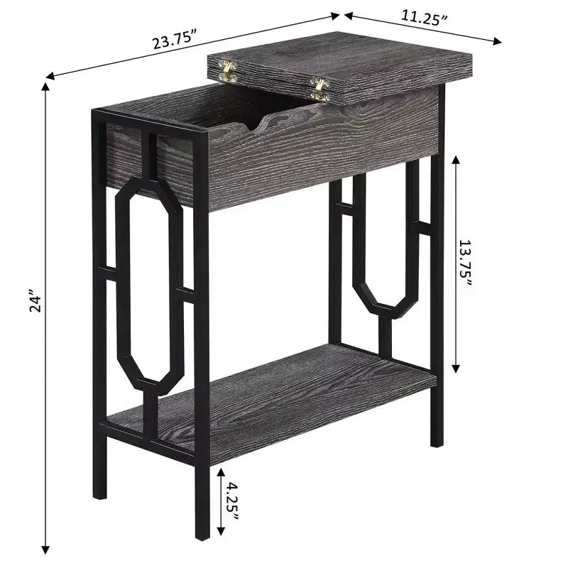 Omega Flip Top End Table with Charging Station - Breighton Home