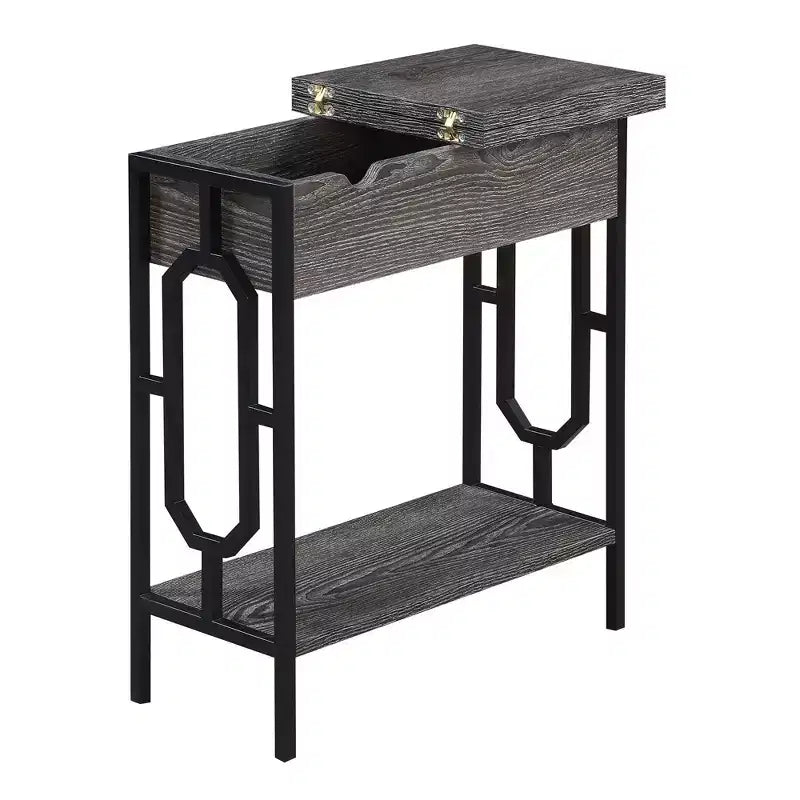 Omega Flip Top End Table with Charging Station - Breighton Home