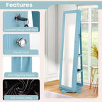 Meuble à bijoux rotatif à 360°, organisateur de bijoux 2-en-1 avec miroir et serrure Blanc/Noir/Marron foncé/Gris/Bleu/Rose/Violet/Gris foncé