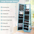 Meuble à bijoux rotatif à 360°, organisateur de bijoux 2-en-1 avec miroir et serrure Blanc/Noir/Marron foncé/Gris/Bleu/Rose/Violet/Gris foncé