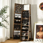 Meuble à bijoux rotatif à 360°, organisateur de bijoux 2-en-1 avec miroir et serrure Blanc/Noir/Marron foncé/Gris/Bleu/Rose/Violet/Gris foncé