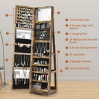Meuble à bijoux rotatif à 360°, organisateur de bijoux 2-en-1 avec miroir et serrure Blanc/Noir/Marron foncé/Gris/Bleu/Rose/Violet/Gris foncé