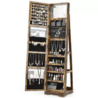 Meuble à bijoux rotatif à 360°, organisateur de bijoux 2-en-1 avec miroir et serrure Blanc/Noir/Marron foncé/Gris/Bleu/Rose/Violet/Gris foncé