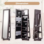 Meuble à bijoux rotatif à 360°, organisateur de bijoux 2-en-1 avec miroir et serrure Blanc/Noir/Marron foncé/Gris/Bleu/Rose/Violet/Gris foncé